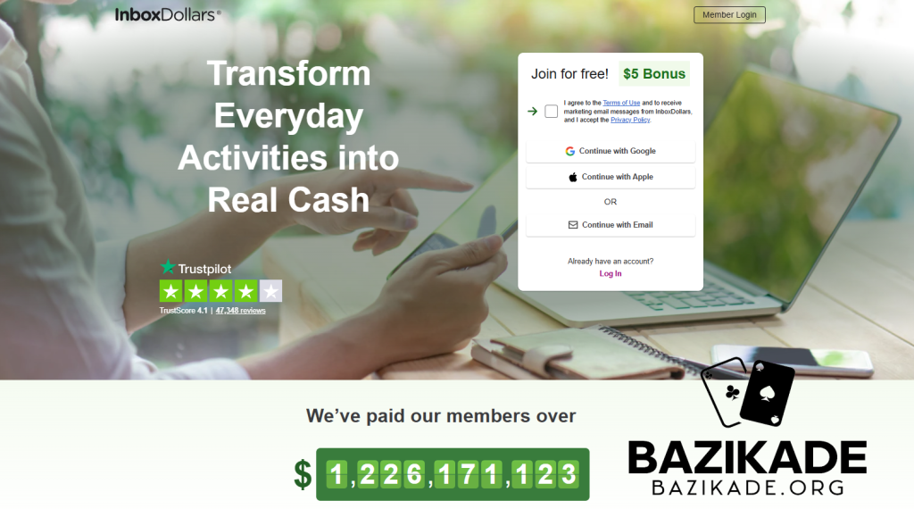 کسب درآمد از بازی موبایل - صفحه اصلی InboxDollars