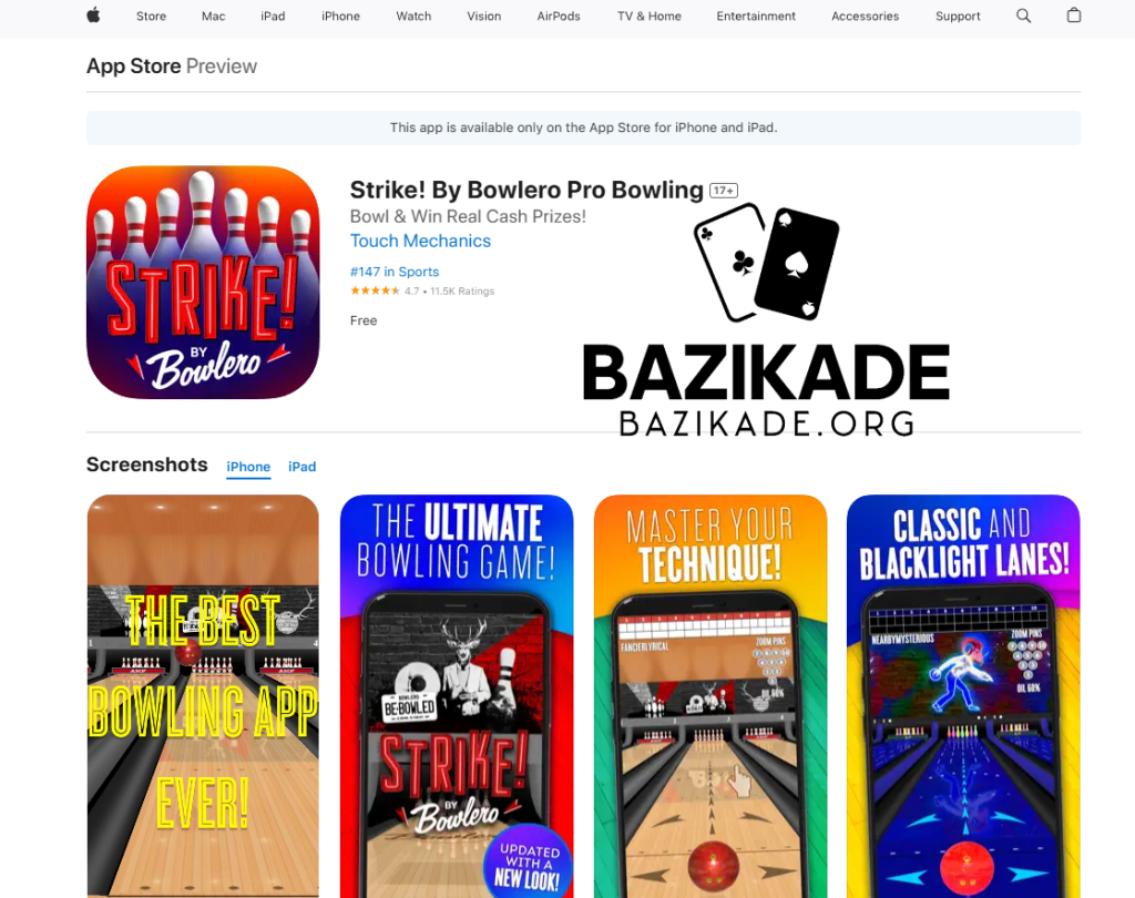 کسب درآمد از بازی موبایل - صفحه اصلی Strike! By Bowlero