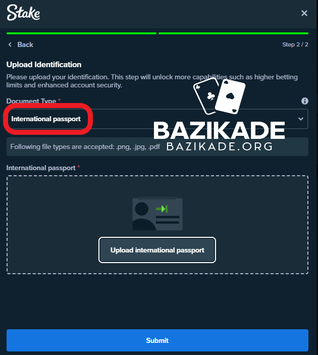 استیک (stake) - مدارک هویتی